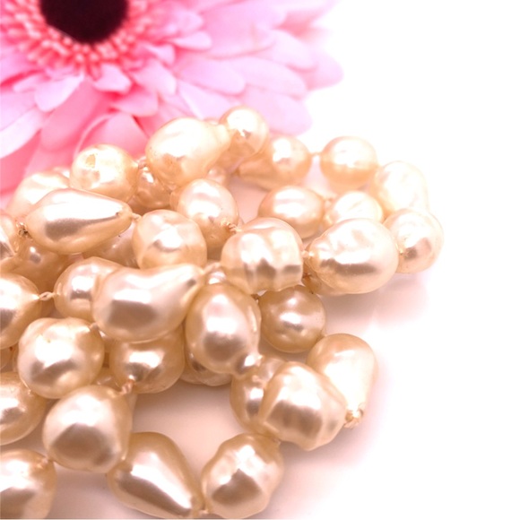 Faux Baroque Pearl Necklace 34” - Picture 2 of 3